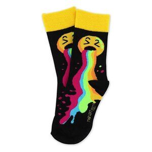 Socks  - Black & Yellow Crazy for Color Emoji Socks - Kids